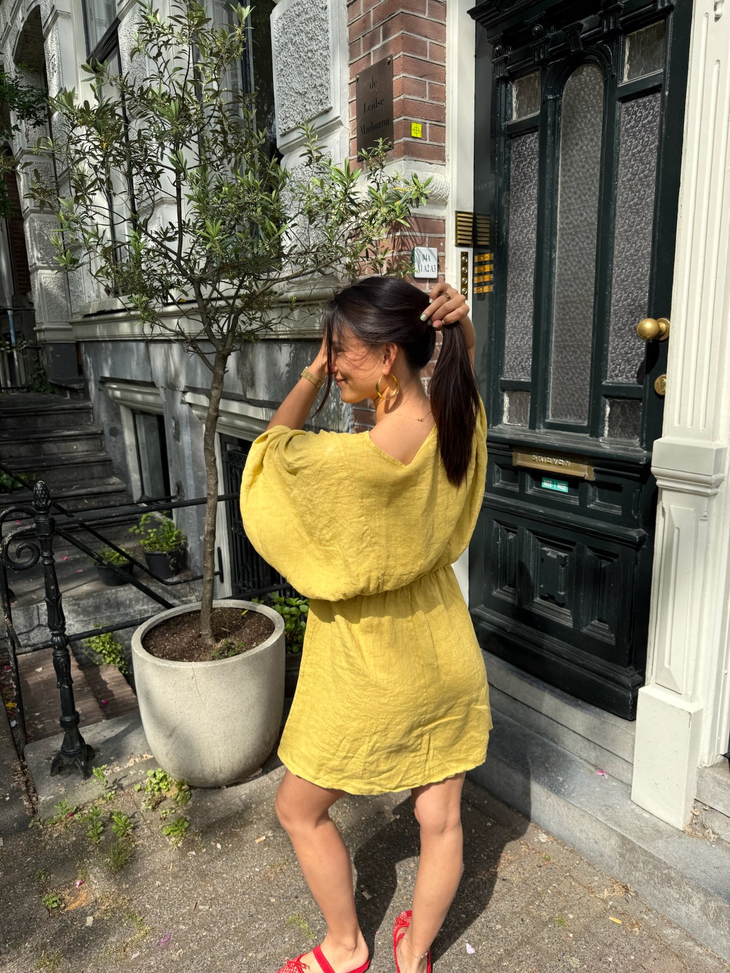 Olivia linnen dress olive