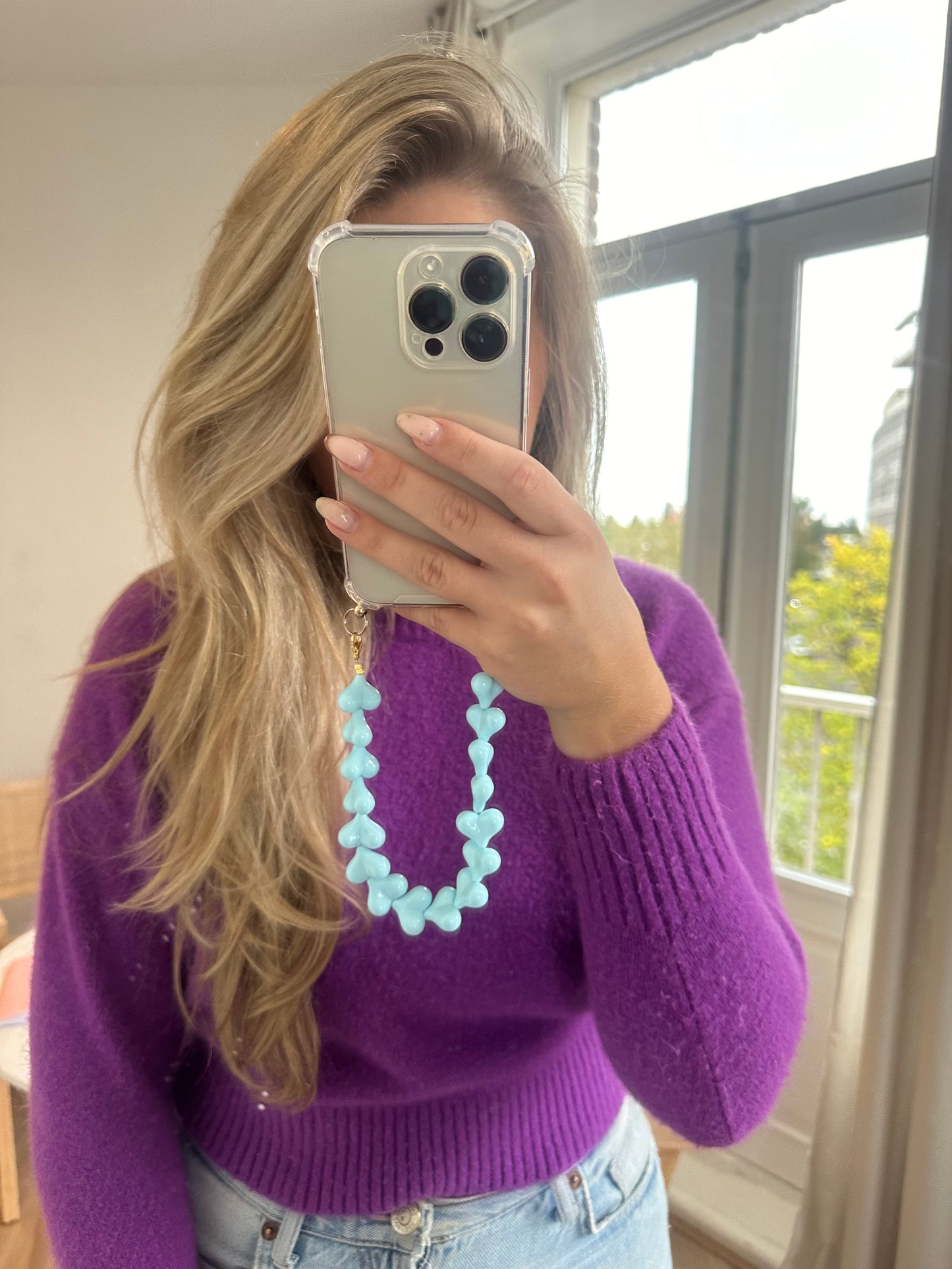 Telefoonkoord lovely hearts groen