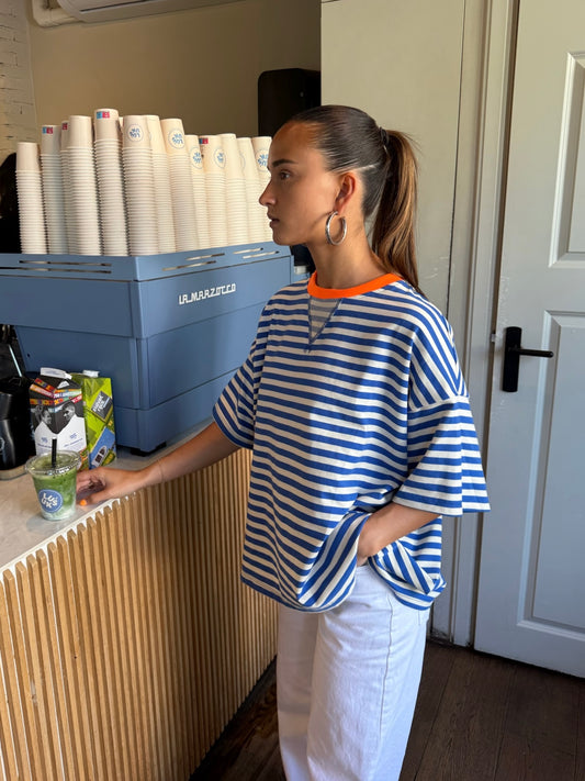 Novi striped t-shirt blauw/oranje - pre order