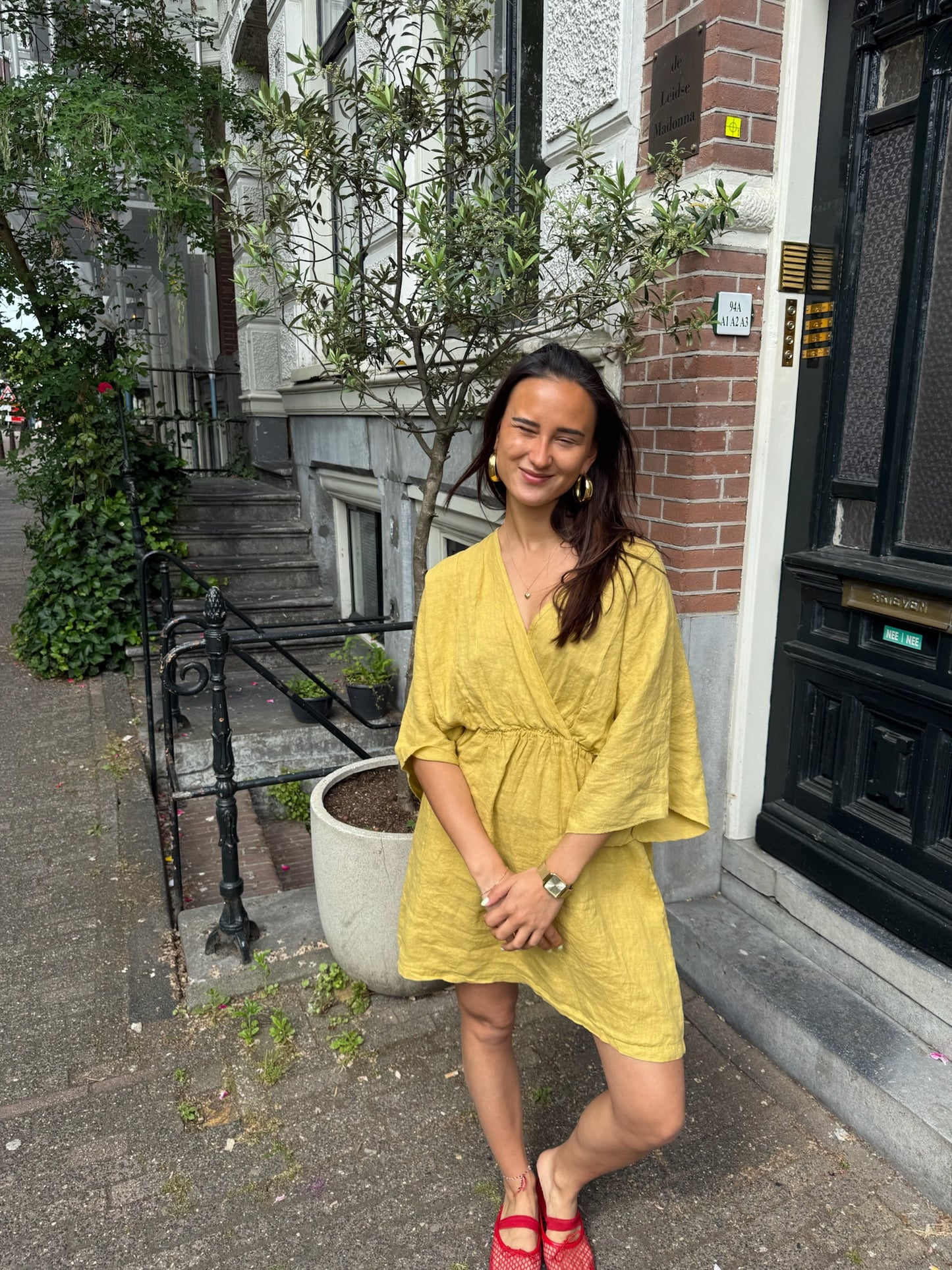 Olivia linnen dress olive