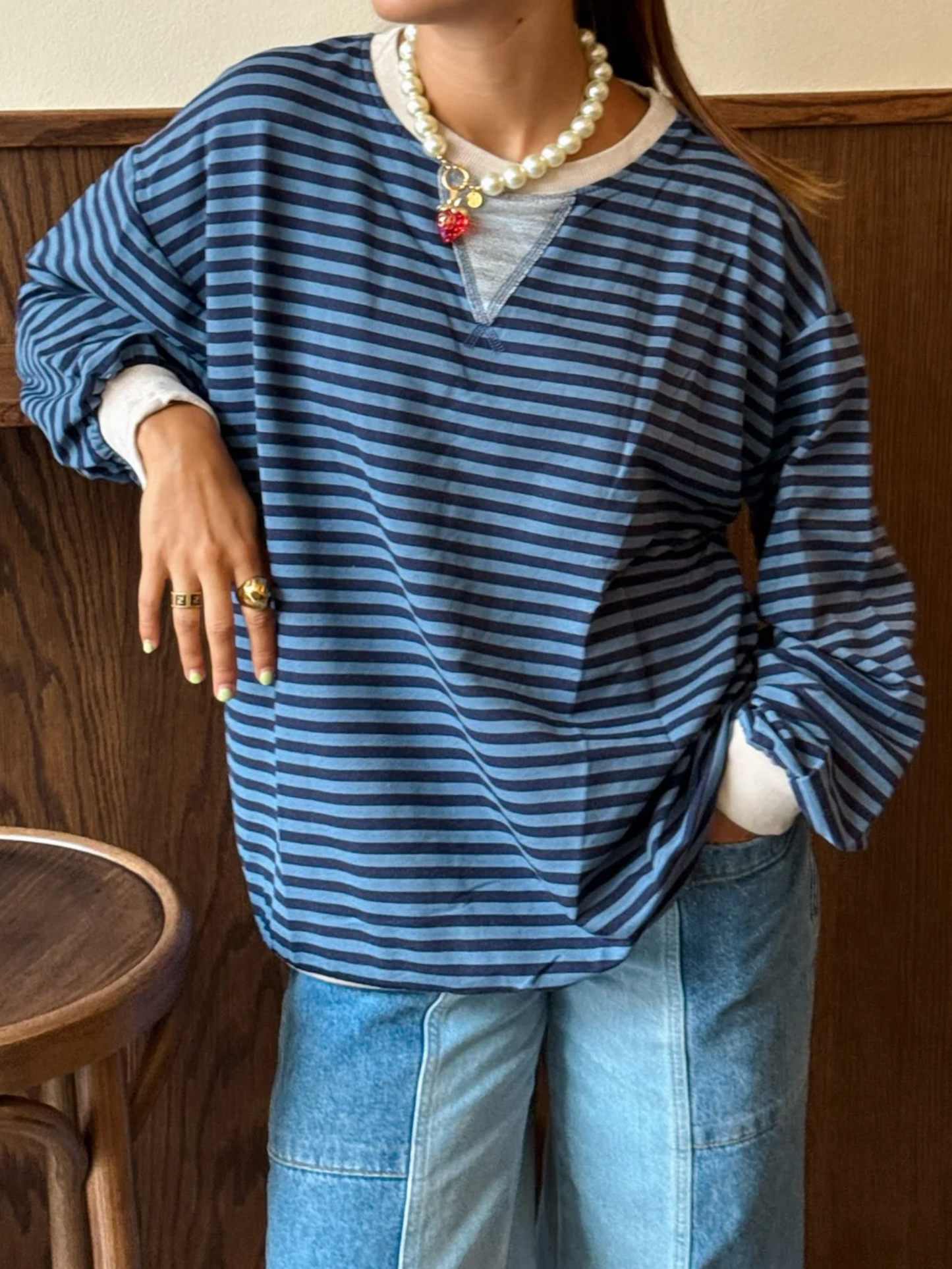 Amelia striped sweater jeansblue