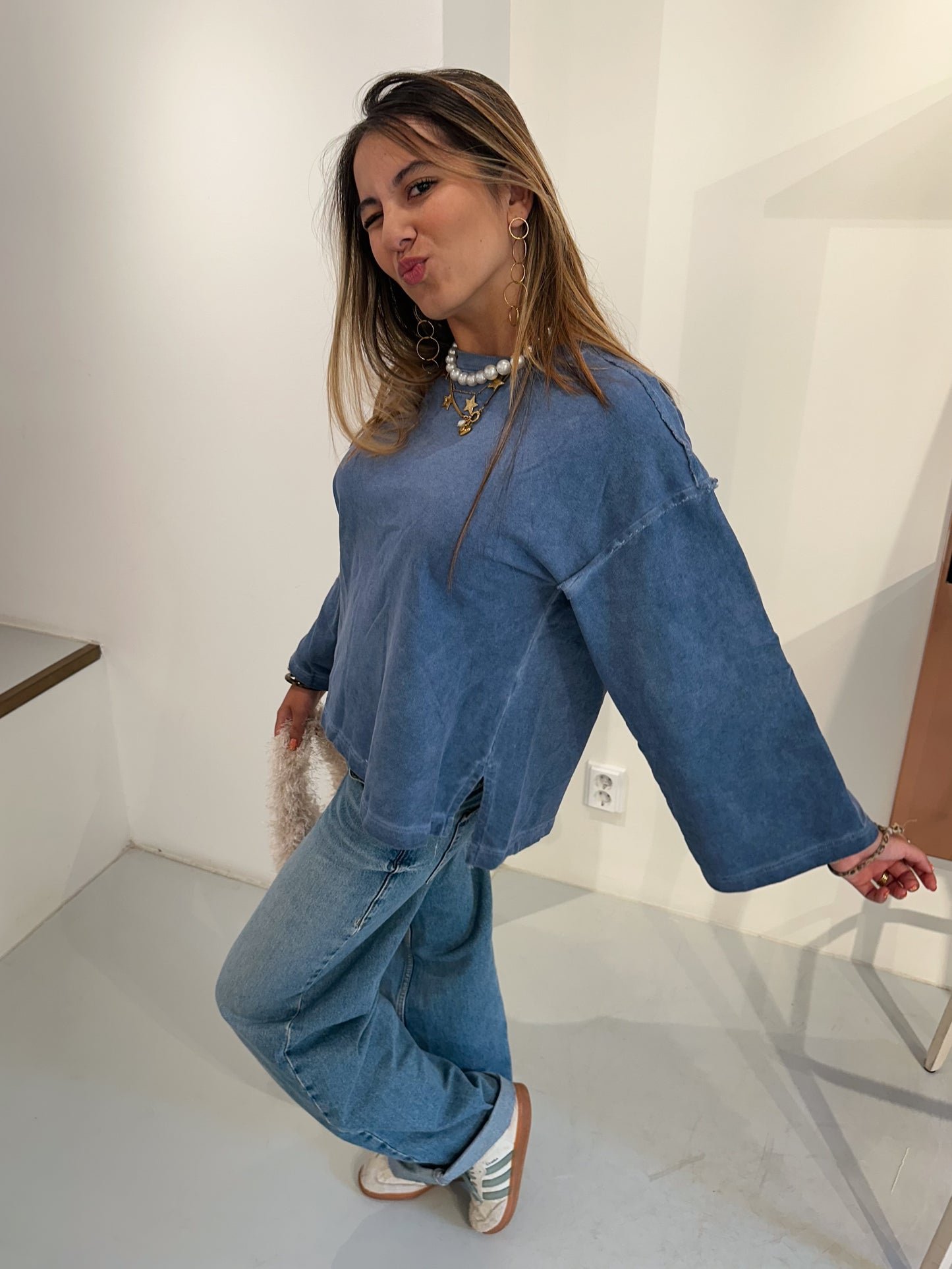 Olivia sweater jeansblauw