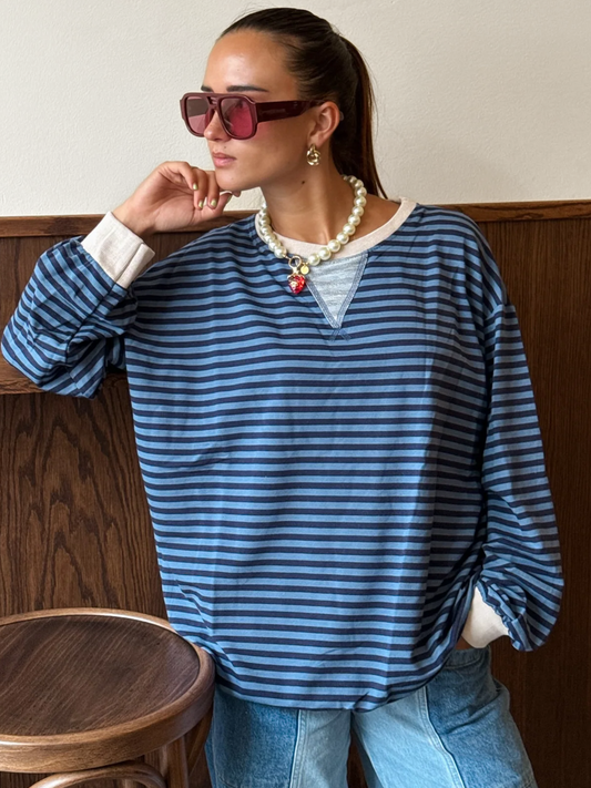 Amelia striped sweater jeansblue