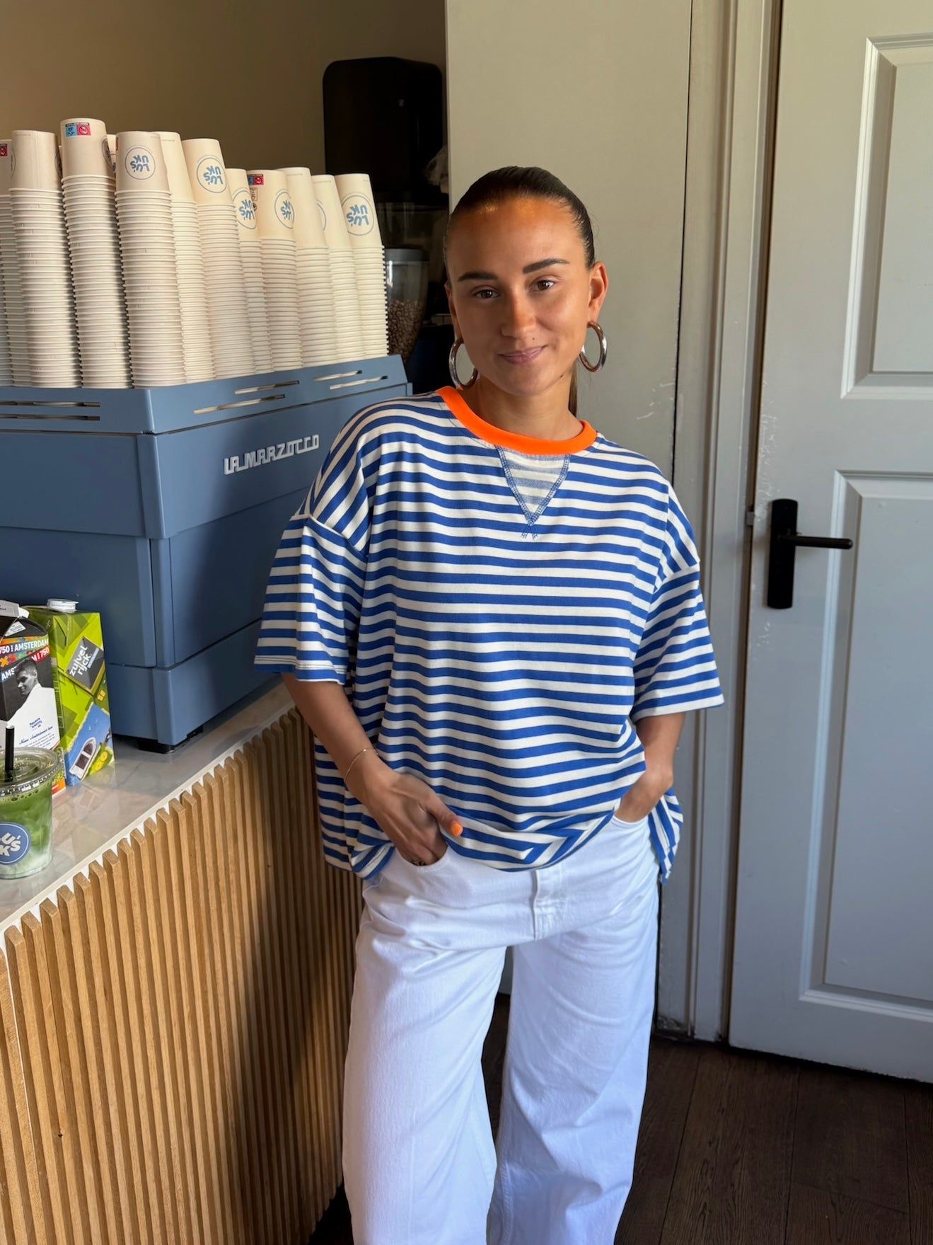 Novi striped t-shirt blauw/oranje - pre order