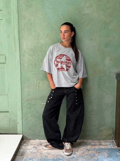 Balloon jeans with buttons black