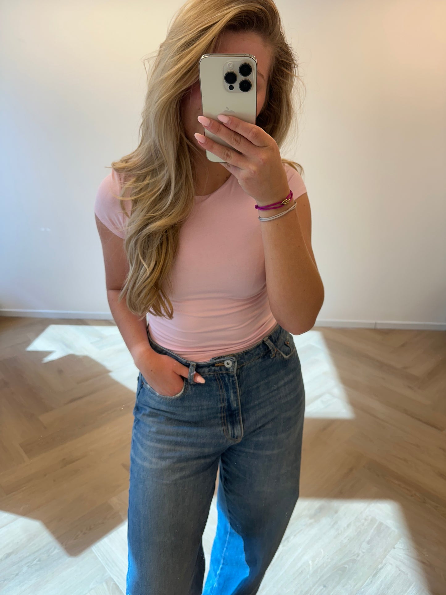 Soft pink top korte mouw - sculpt