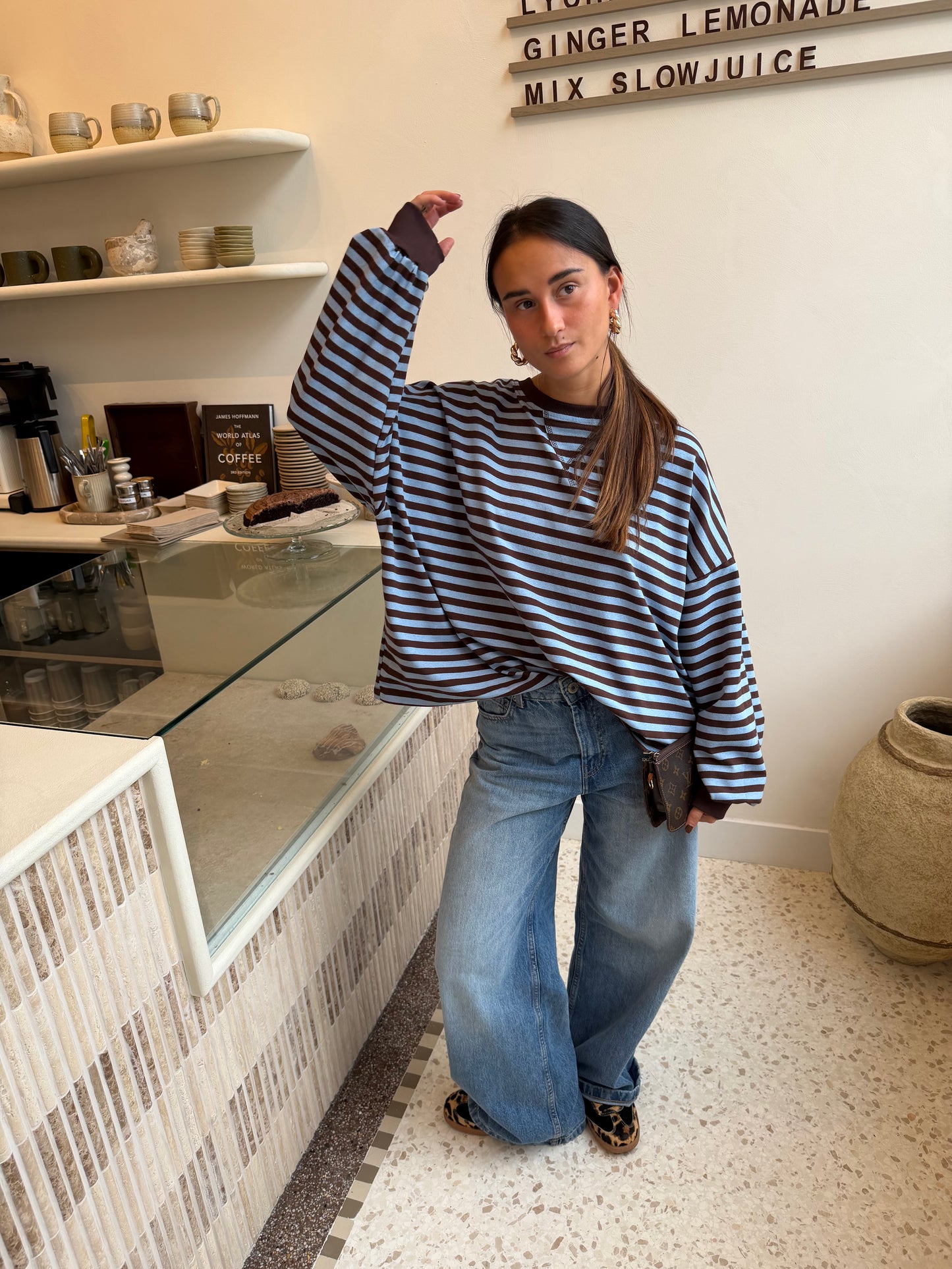 Novi striped sweater choco blue - pre order