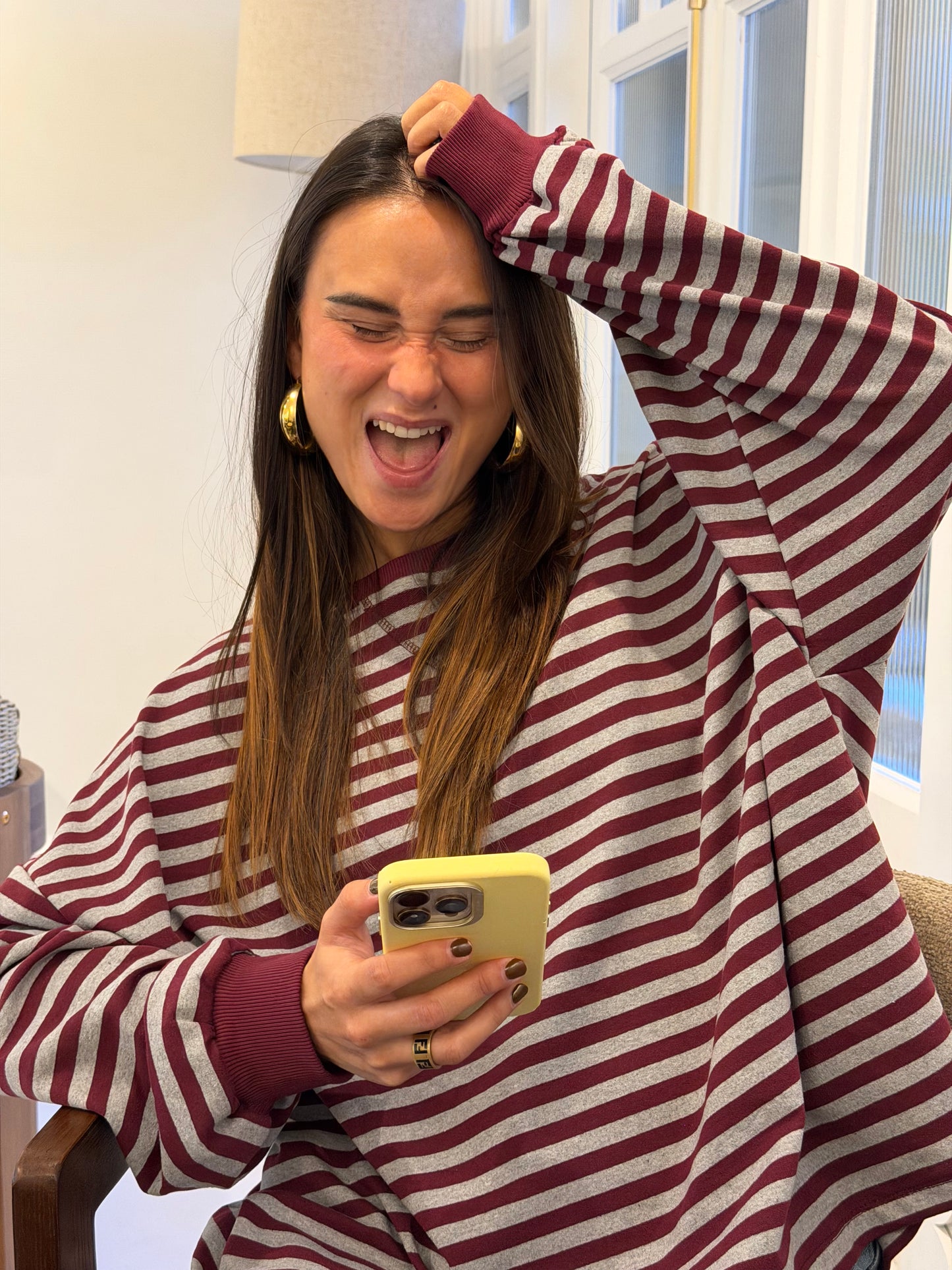 Novi striped sweater grey burgundy