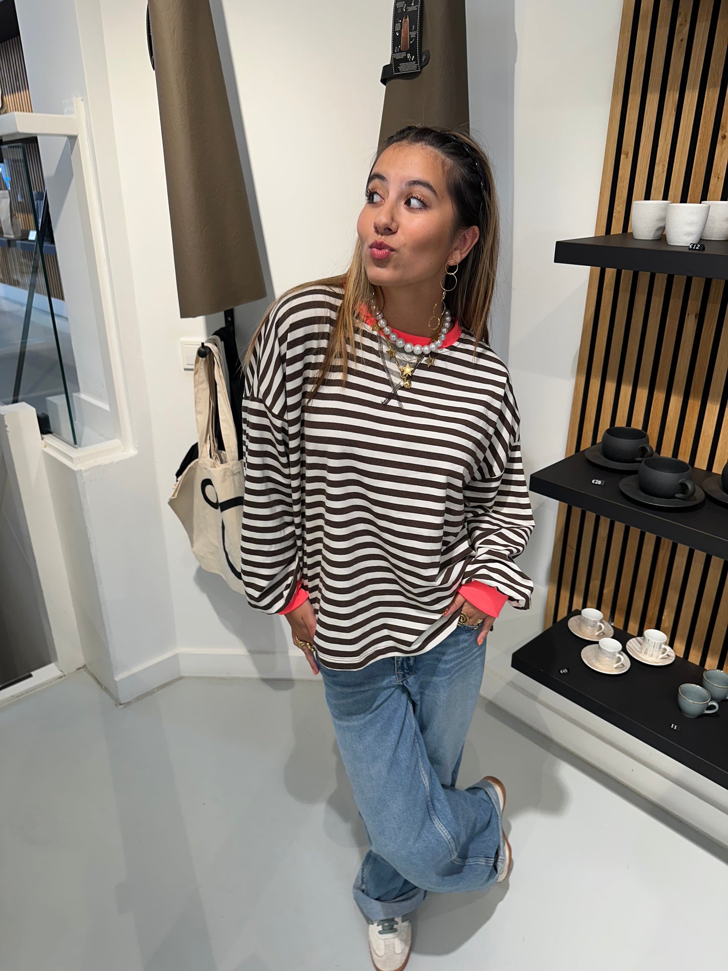 Novi striped sweater choco