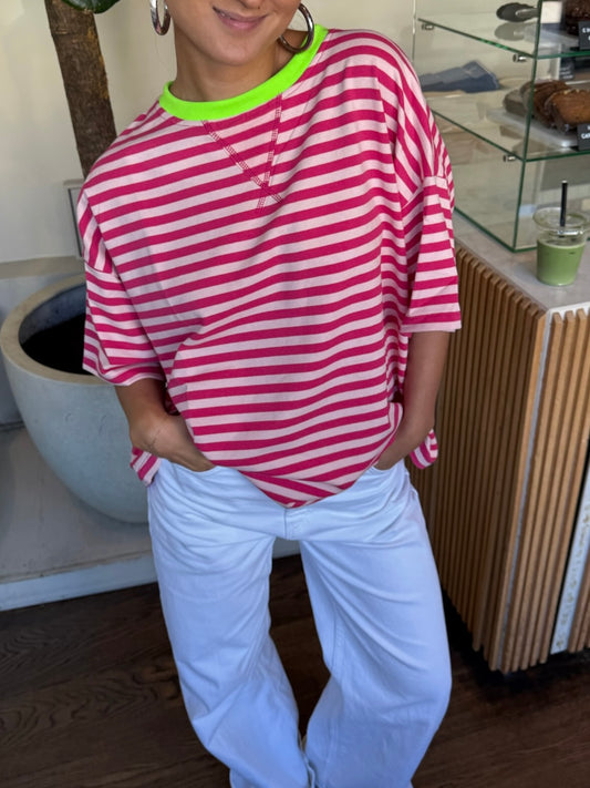 Novi striped t-shirt rood/roze - pre order