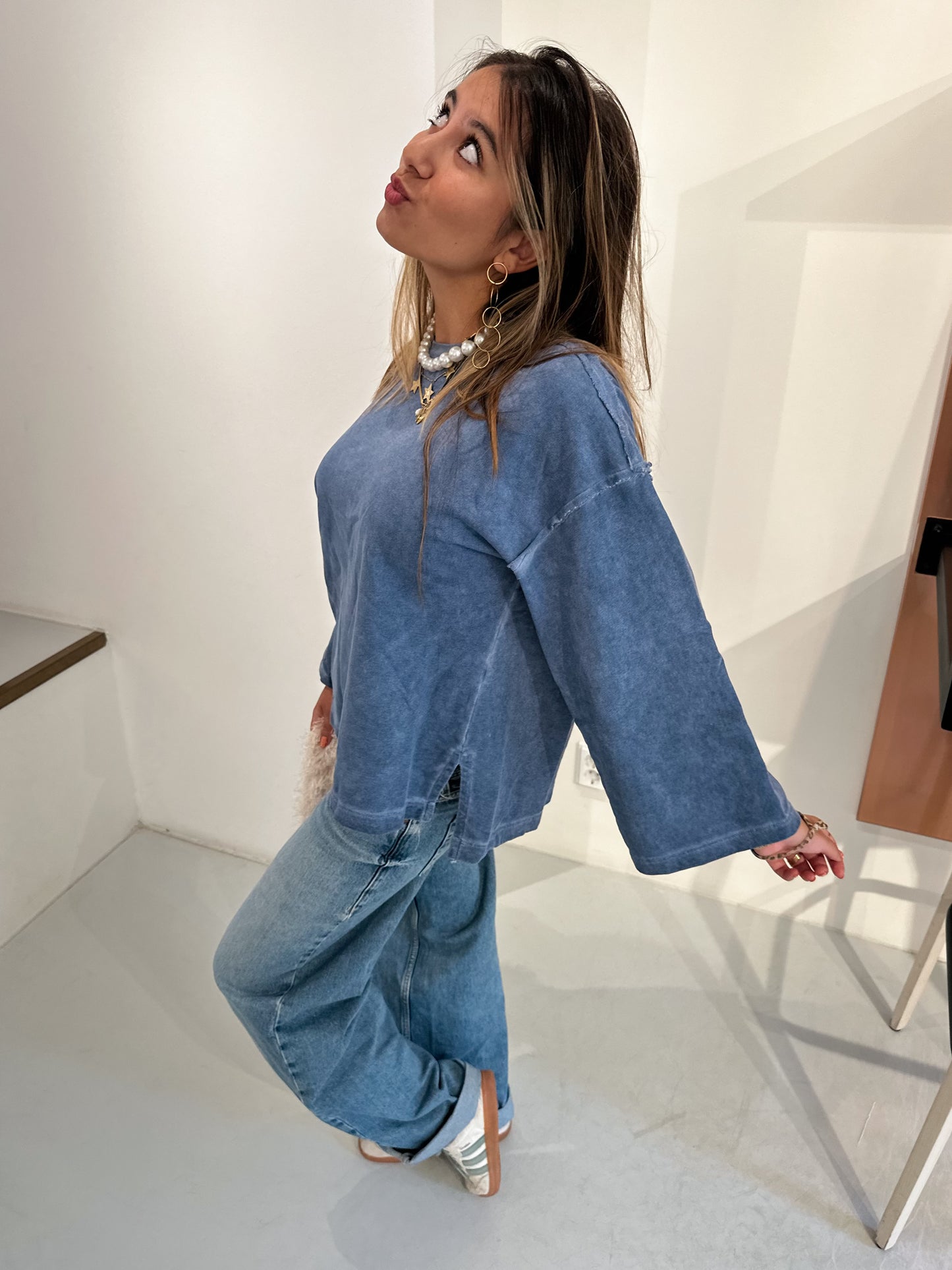 Olivia sweater jeansblauw