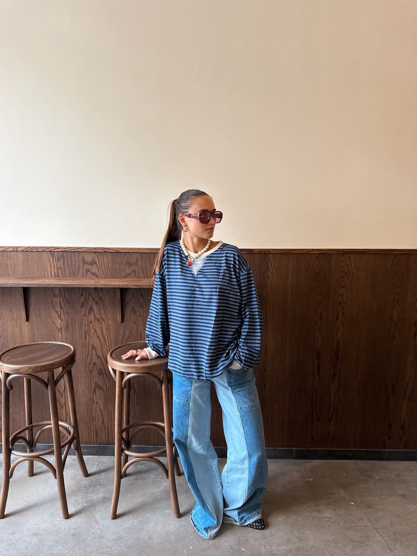 Amelia striped sweater jeansblue