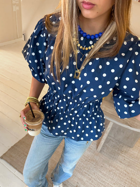 June top polkadot blue
