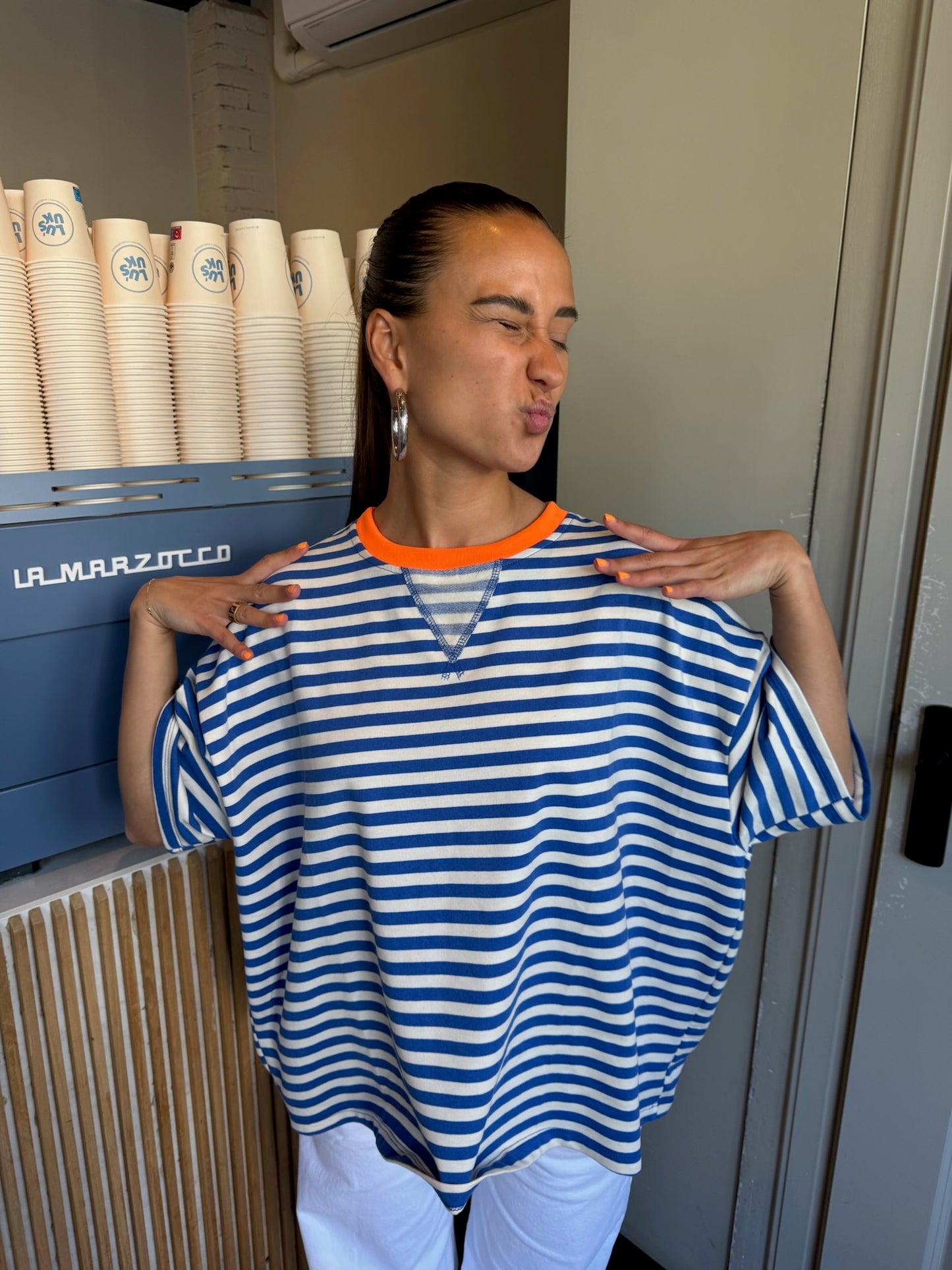 Novi striped t-shirt blauw/oranje - pre order