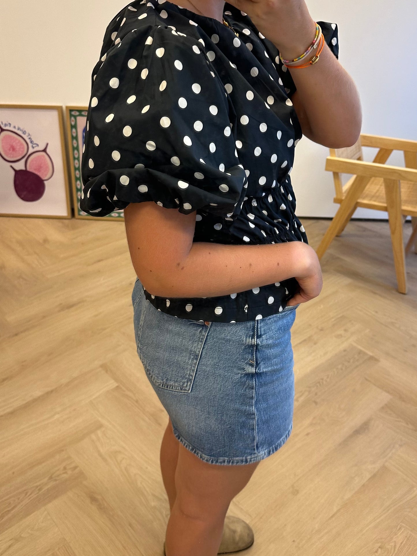June top polkadot zwart - pre order