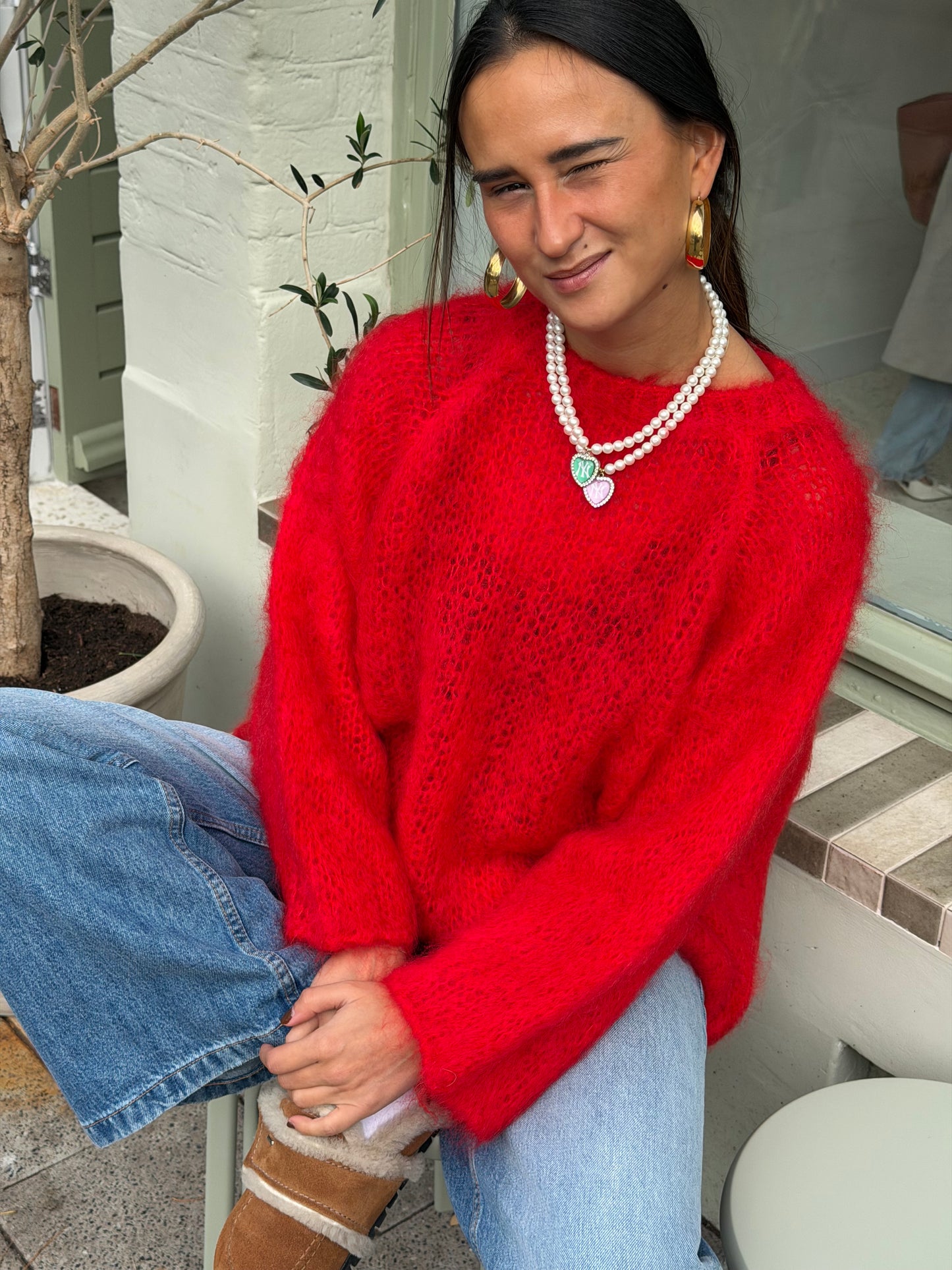 Lune mohair knit red