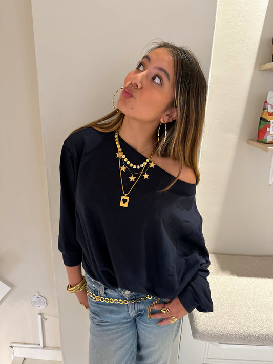 Lory off shoulder sweater navy - pre order