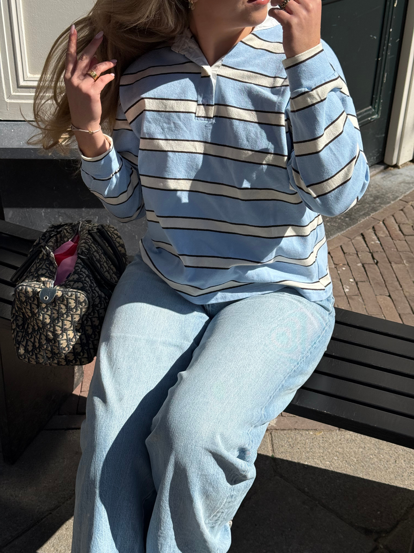 Poloshirt longsleeve blauw
