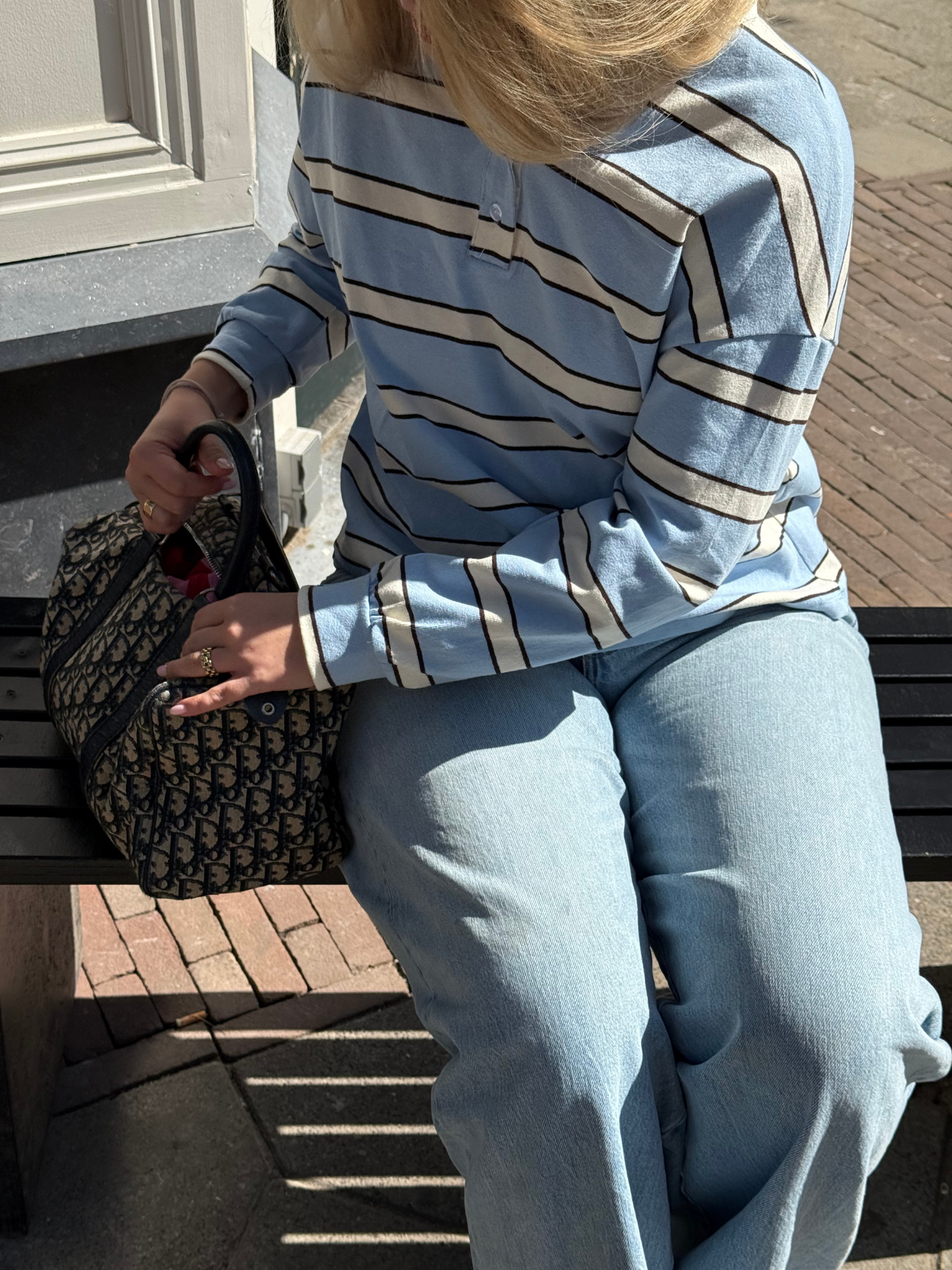 Poloshirt longsleeve blauw