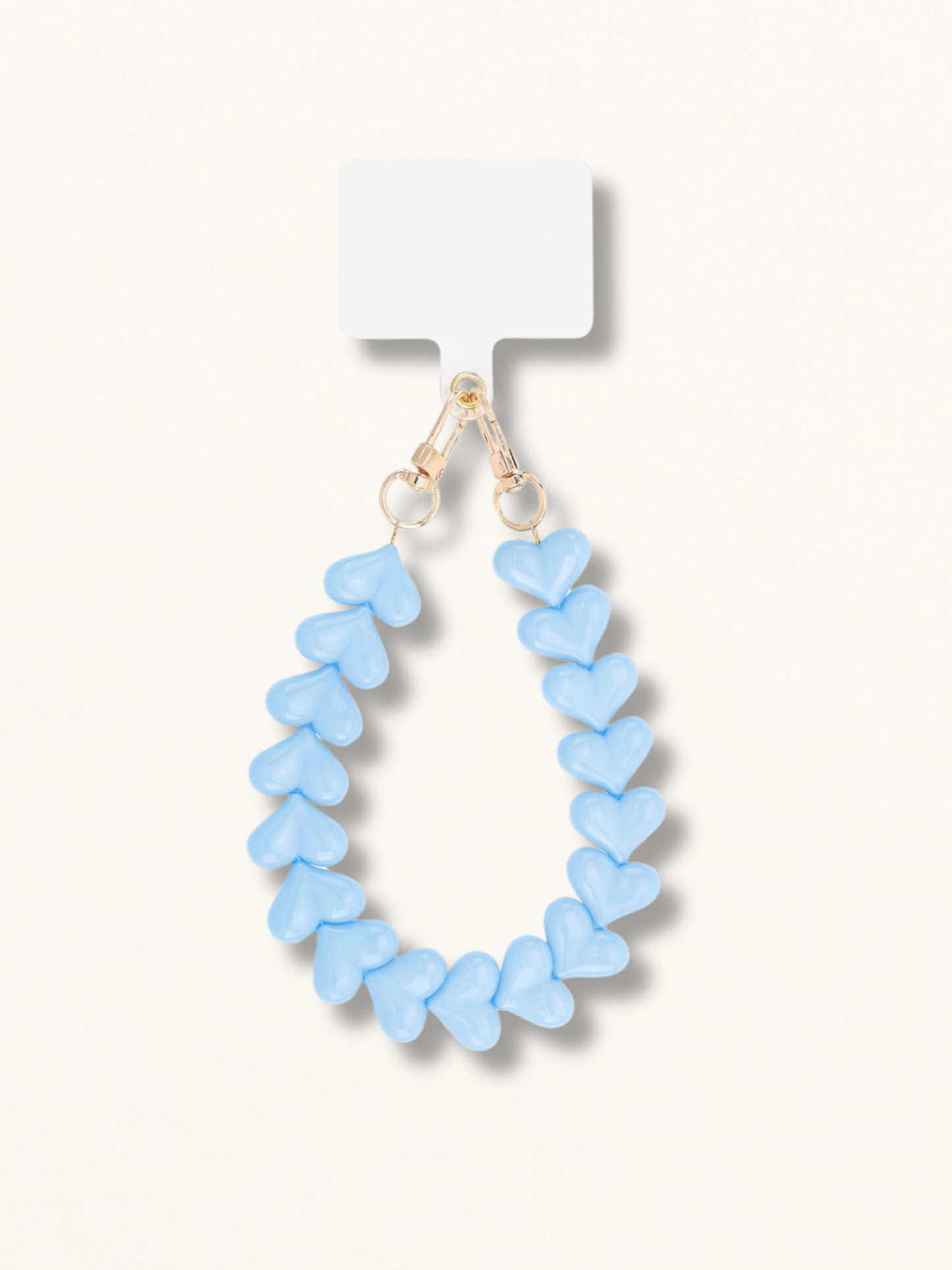 Telefoonkoord lovely hearts babyblauw