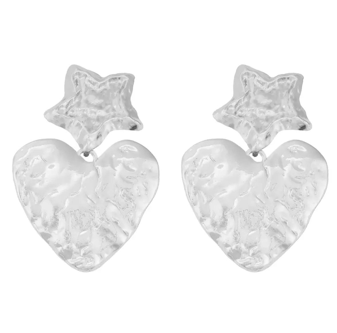 Starry heart oorbellen zilver