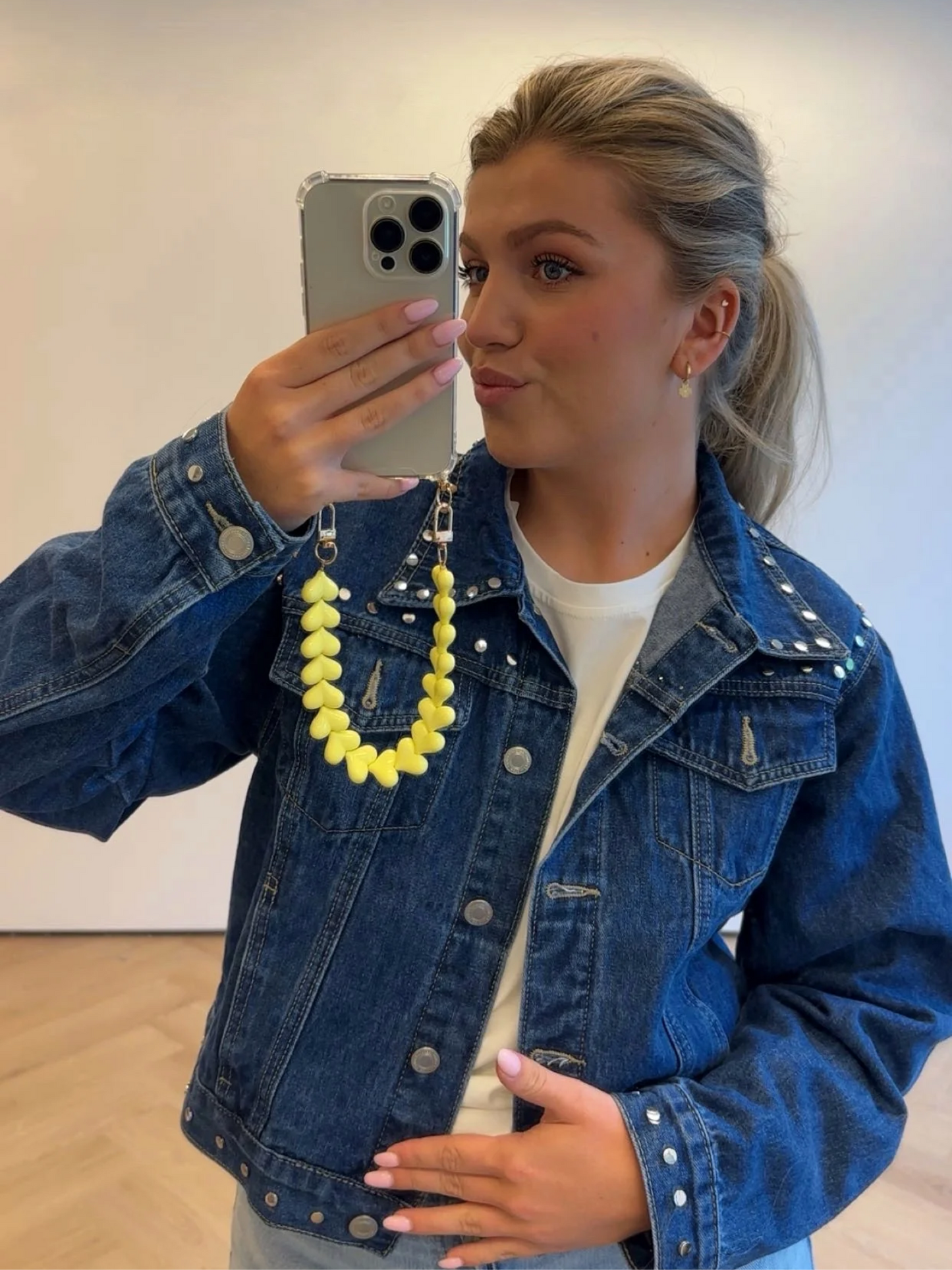Studded denim jas