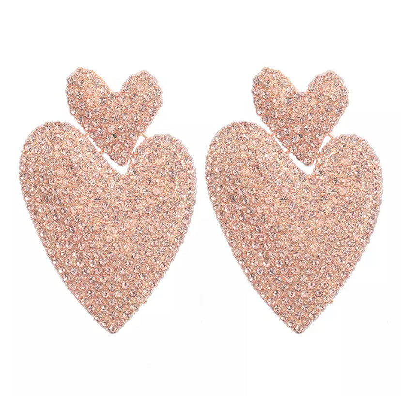Shiny Heart Earrings rose gold