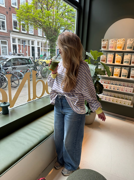Novi striped sweater lila/butter yellow