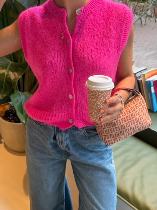 Bobbie gilet mohair neon pink