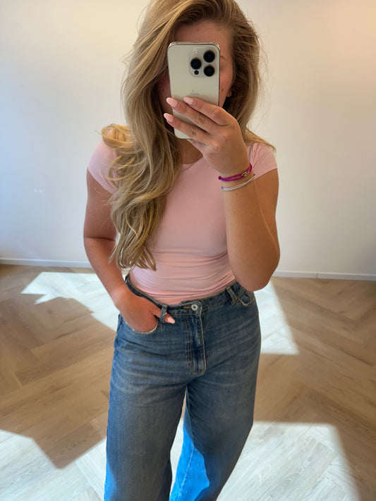 Soft pink top korte mouw - sculpt