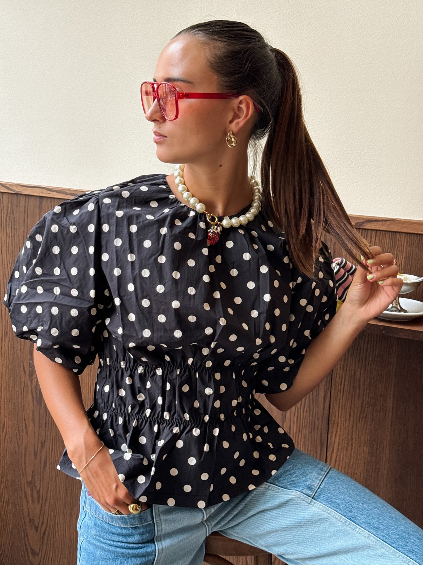 June top polkadot zwart