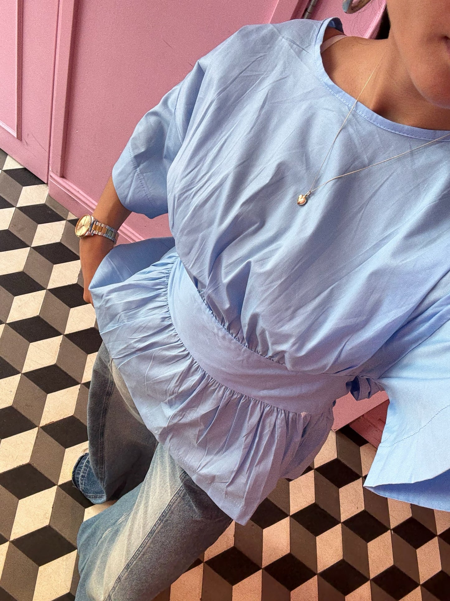 Sophia strik blouse blauw