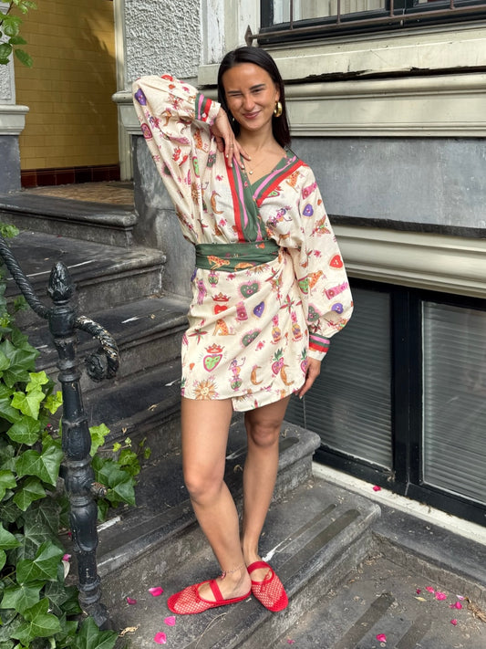 Coco jurk beige multicolour