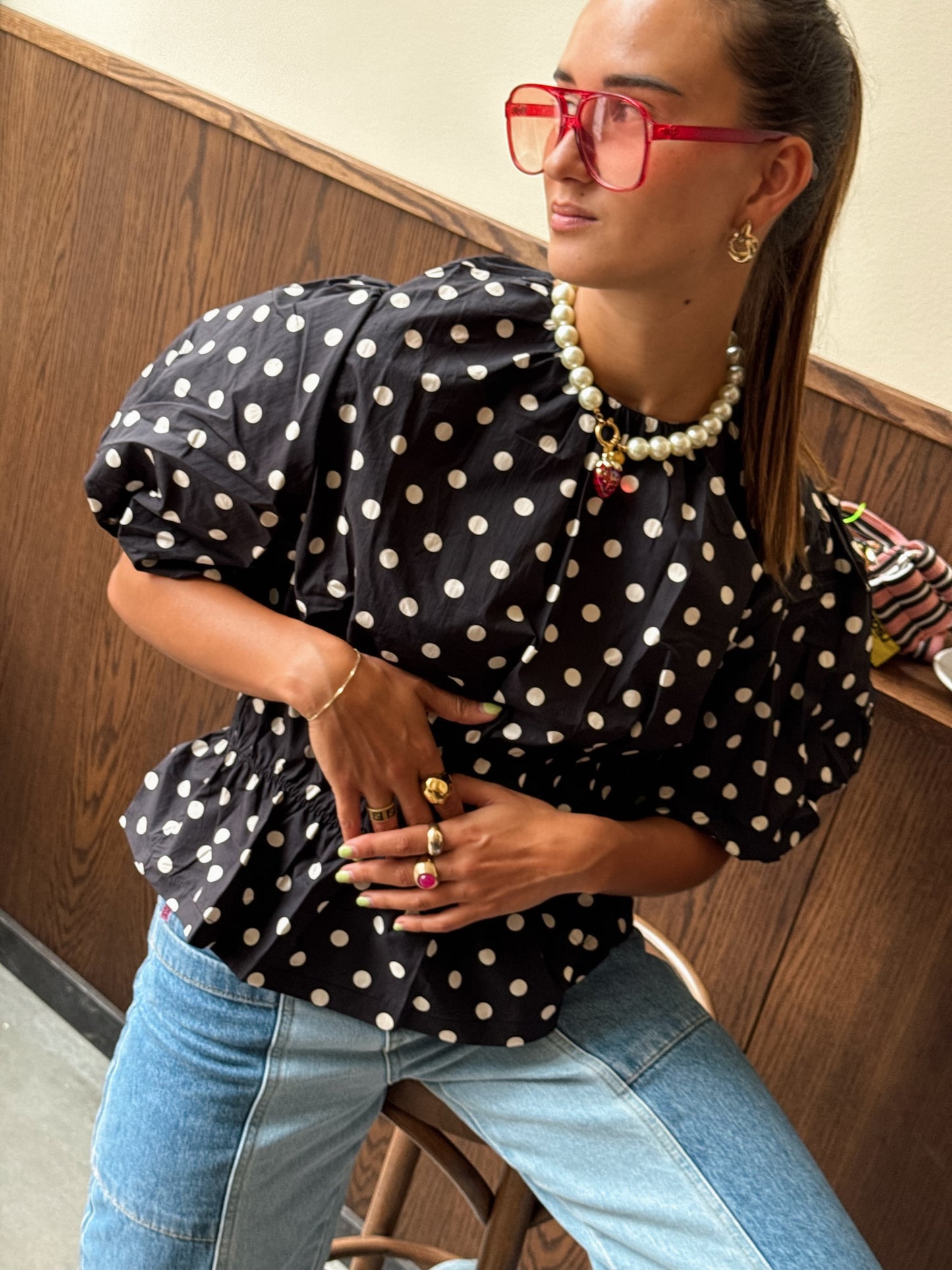 June top polkadot zwart