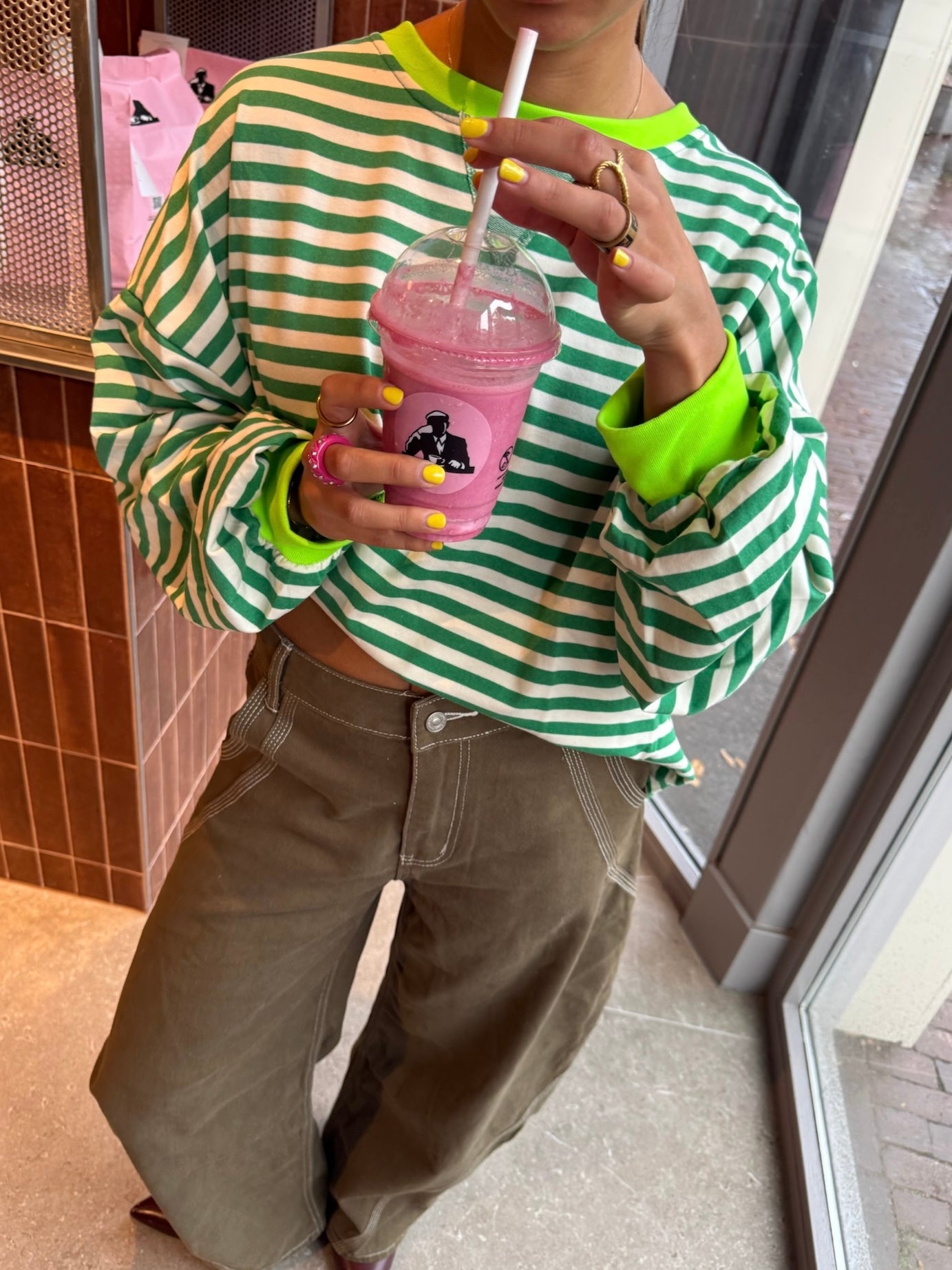 Novi striped sweater green - pre order