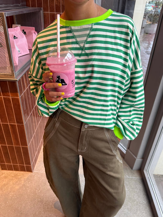 Novi striped sweater green - pre order