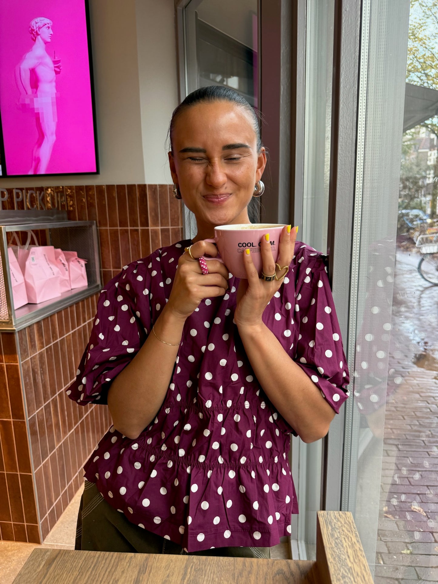 June top polkadot magenta