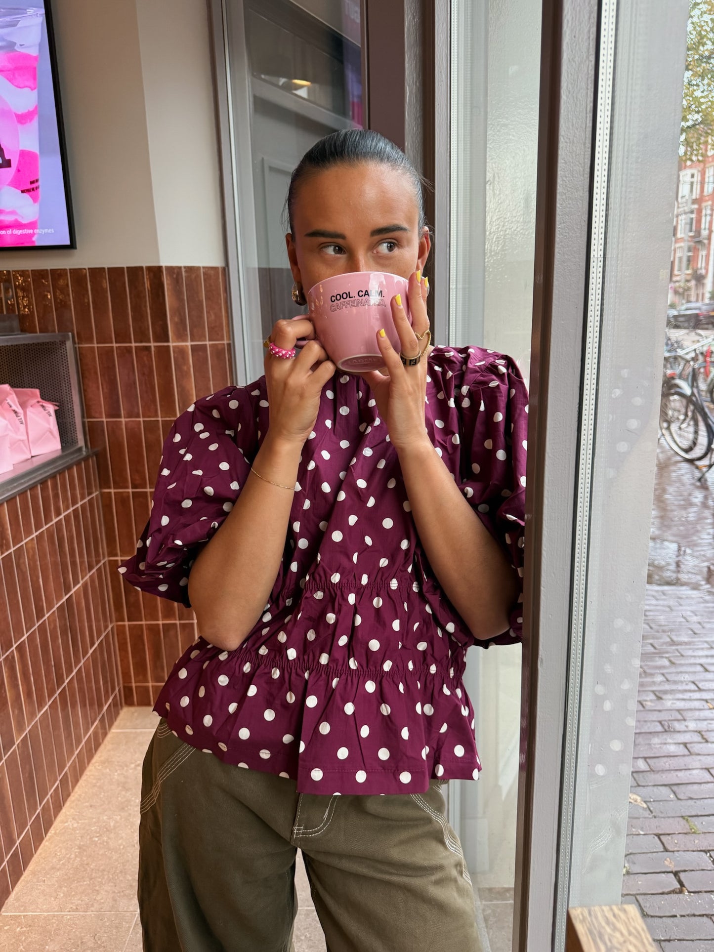 June top polkadot magenta