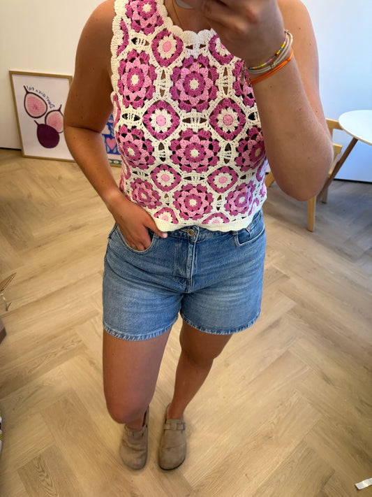 Crochet top Lola roze