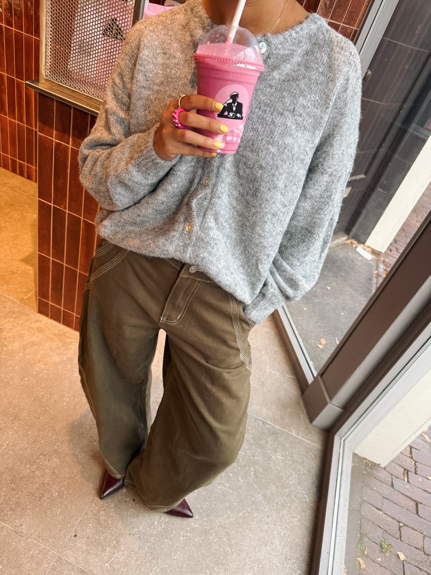 Barrel jeans army green