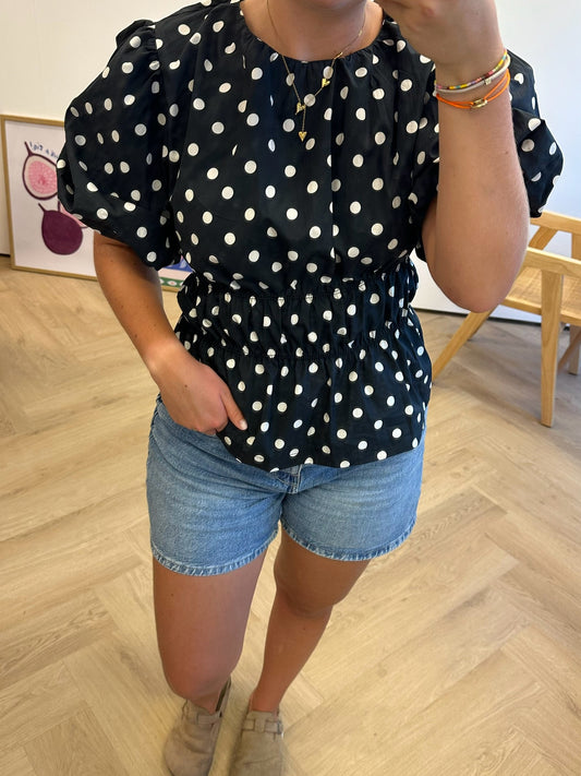 June top polkadot zwart - pre order