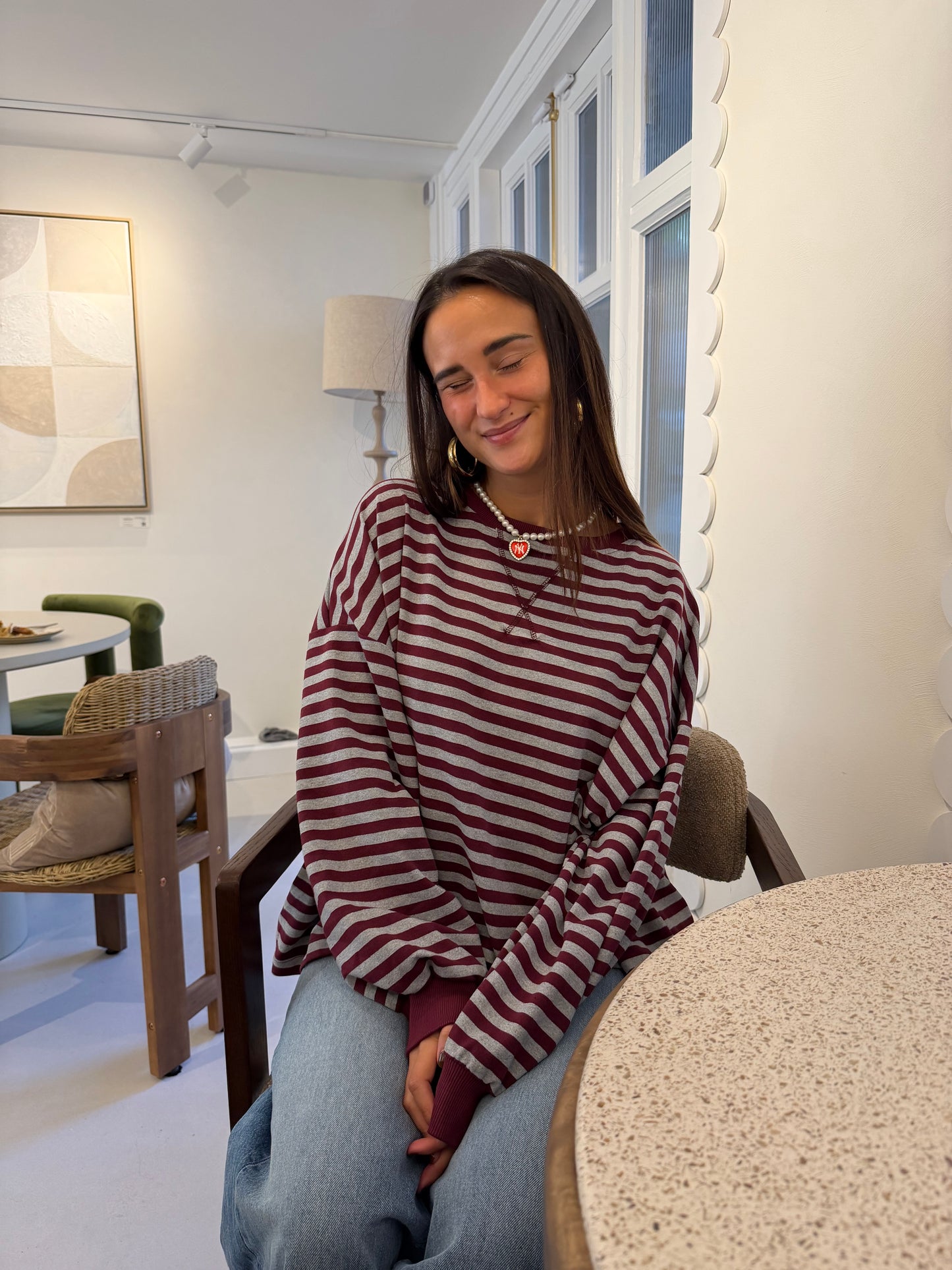 Novi striped sweater grey burgundy