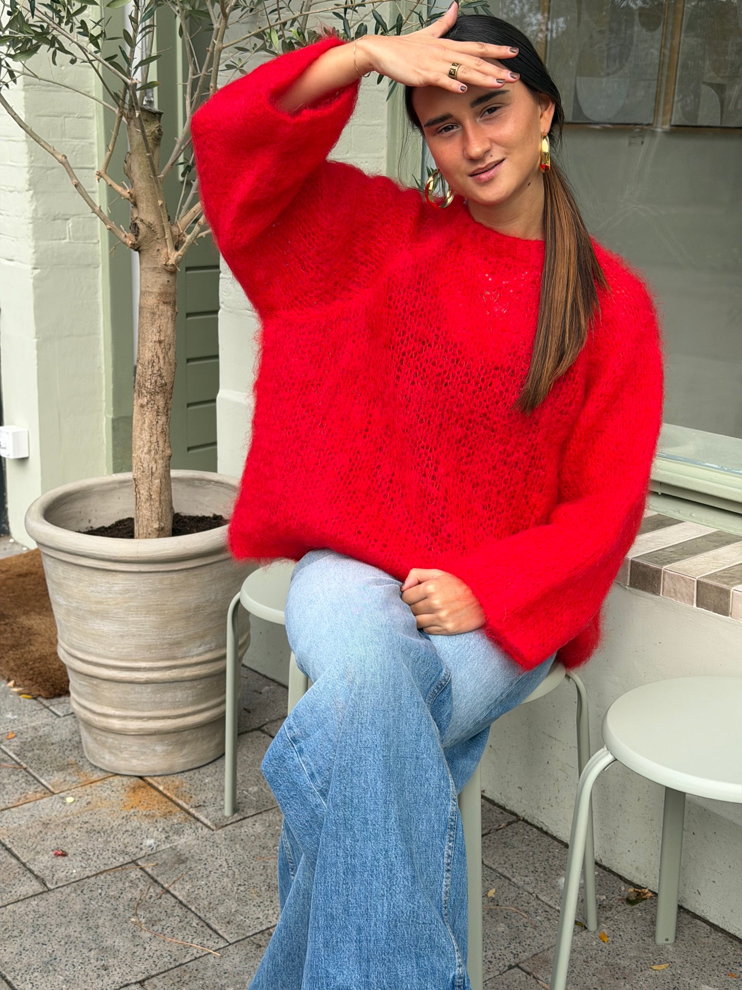 Lune mohair knit red