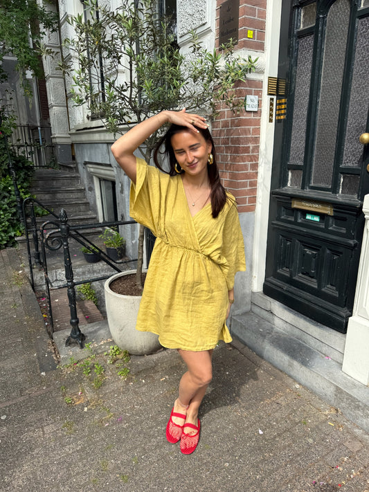 Olivia linnen dress olive