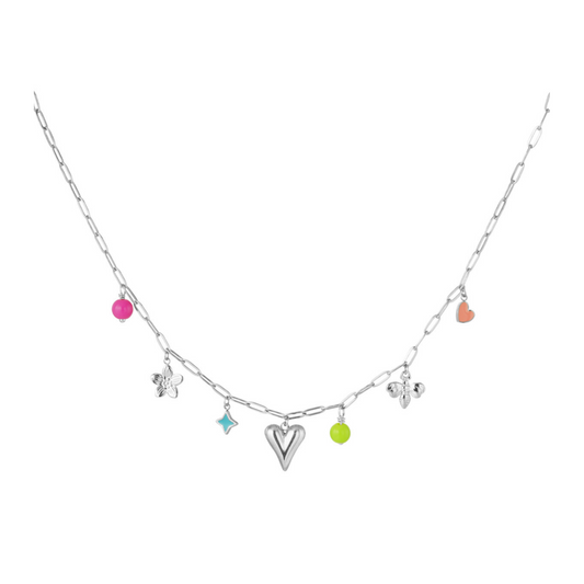 Bedelketting fleur zilver