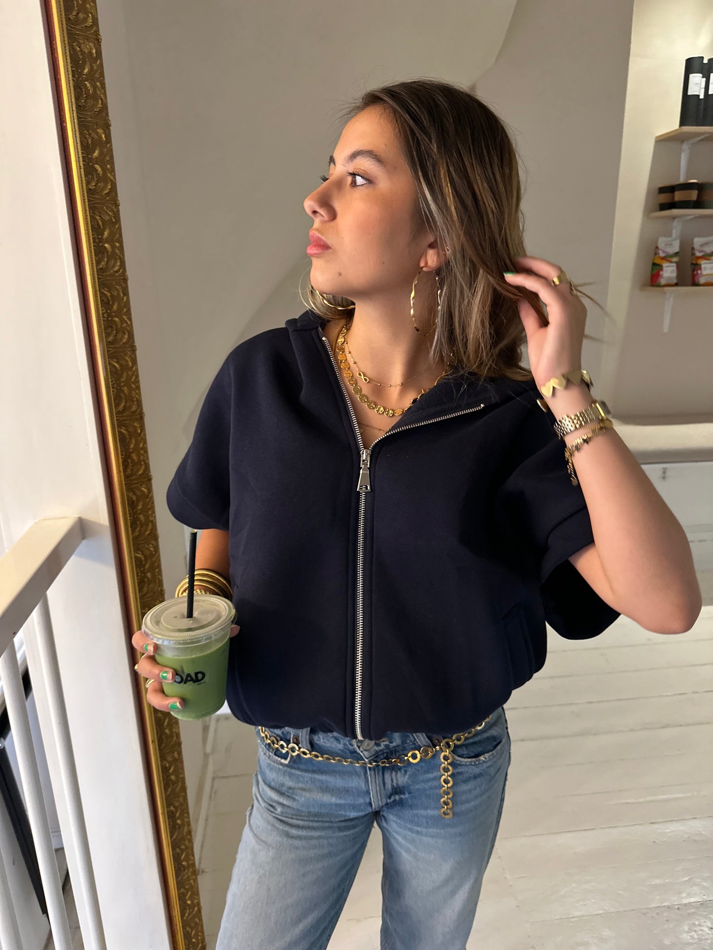 The zipper hoodie navy