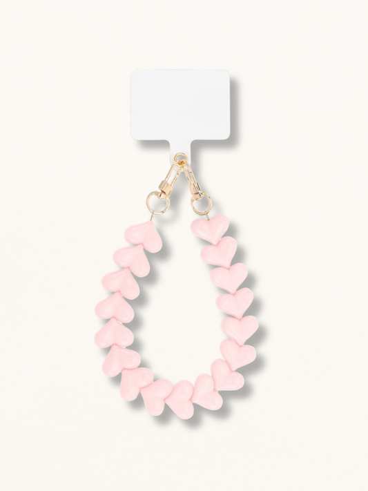 Telefoonkoord lovely hearts lichtroze