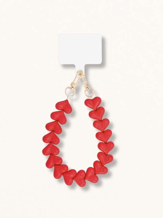 Telefoonkoord lovely hearts rood
