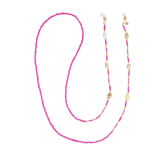 Zonnebrilkoord schelpjes fuchsia