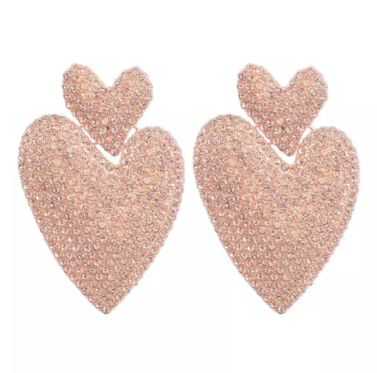 Shiny Heart Earrings rose gold